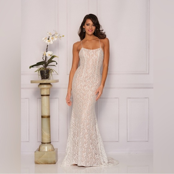 Lace Wedding Gown Size 2 Ivory | Open Back Lace-Up Bridal Dress | Style 1937 NWT - Picture 6 of 8